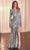 Ladivine CH054 - Allover Sequin Surplice V-Neck Prom Dress Mother of the Bride Dresses S / Silver