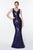 Ladivine CH552 - Sequined with Deep V-Neck Evening Dress Evening Dresses XS / Navy