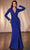 Ladivine CK2989 - Gathered Waist Long Sleeve Prom Dress Mother of the Bride Dresses 6 / Royal