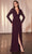 Ladivine CK2989 - Gathered Waist Long Sleeve Prom Dress Mother of the Bride Dresses 6 / Wine