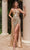 Ladivine CK937 - Fully Sequin One Shoulder Prom Gown Evening Dresses 2 / Gold