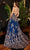 Ladivine CM323 - Scoop Neck Glitter Print Prom Gown Prom Dresses 14 / Navy-Gold-