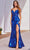 Ladivine CM350 - V-Neck Slit Evening Dress Prom Dresses 2 / Royal