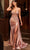 Ladivine CM377 - Plunging V-Neck Satin Prom Gown Prom Dresses