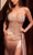 Ladivine CM377 - Plunging V-Neck Satin Prom Gown Prom Dresses