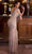 Ladivine CR879 - Fringe Detailed V-Neck Evening Gown Prom Dresses