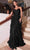 Ladivine CZ0027 - Ruffled A-Line Evening Dress Evening Dresses 2 / Black