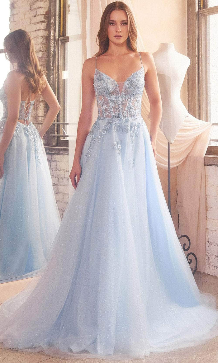 Ladivine D553 - Embroidered Sleeveless Ballgown Ball Gowns 2 / Lt Blue