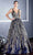 Ladivine J812 - Leaf Appliqued V-Neck Prom Gown Prom Dresses 12 / Smoky Blue