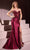 Ladivine KV1112 - Embellished V-Neck Long Gown Prom Dresses 2 / Burgundy