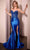 Ladivine KV1112 - Embellished V-Neck Long Gown Prom Dresses 2 / Royal