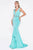 Ladivine P107 - Deep V-Neck Beaded Accents Evening Gown Evening Dresses 2 / Mint