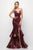 Ladivine UE010 - Tiered Ruffle Mermaid Evening Dresses Evening Dresses 2 / Burgundy