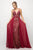 Ladivine UT254 - Deep Sweetheart Neckline and Overskirt Evening Dress Evening Dresses 2 / Burgundy