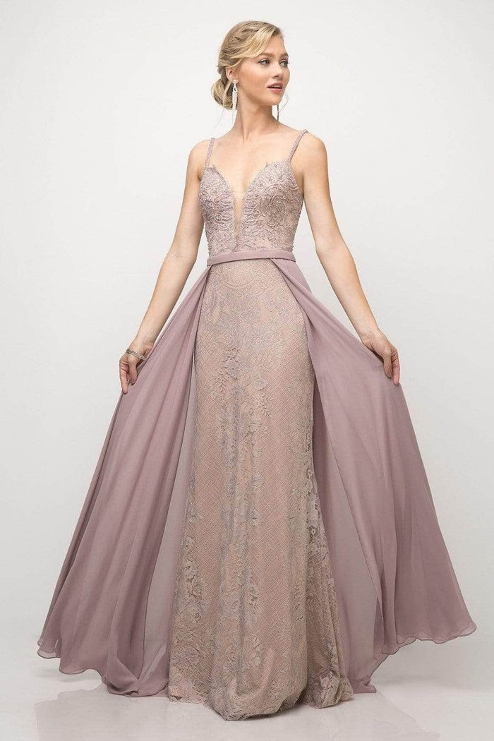 Ladivine UT254 - Deep Sweetheart Neckline and Overskirt Evening Dress Evening Dresses 2 / Mauve