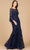 Lara Dresses 28906 - Illusion Bell Sleeve Embroidered Formal Dress Mother of the Bride Dresses 4 / Navy