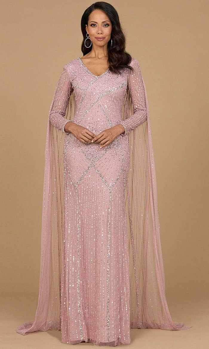 Lara Dresses 28956 - Long Sleeve Beaded Evening Dress with Cape Mother of the Bride Dresses 2 / Cashmere