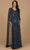 Lara Dresses 28956 - Long Sleeve Beaded Evening Dress with Cape Mother of the Bride Dresses 2 / Navy