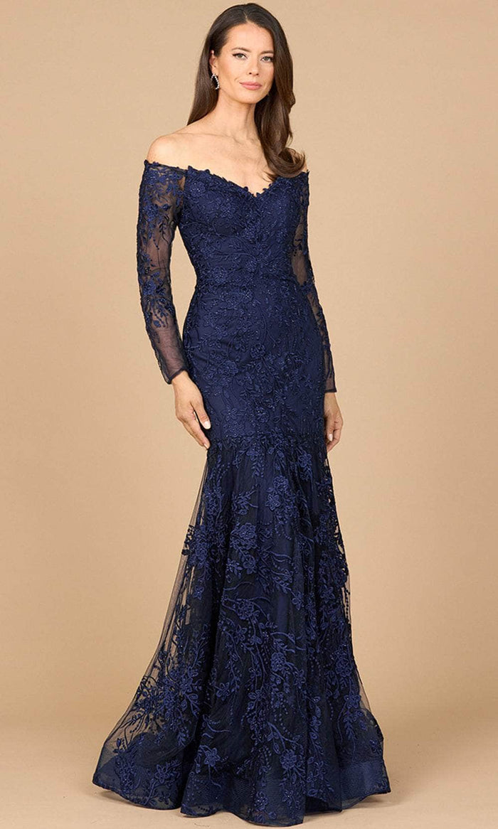 Lara Dresses 28977 - Off-Shoulder Mermaid Evening Gown Mother of the Bride Dresses 2 / Navy