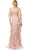 Lara Dresses 29325 - Embroidered Illusion Neck Evening Gown Mother of the Bride Dresses 10 / Blush