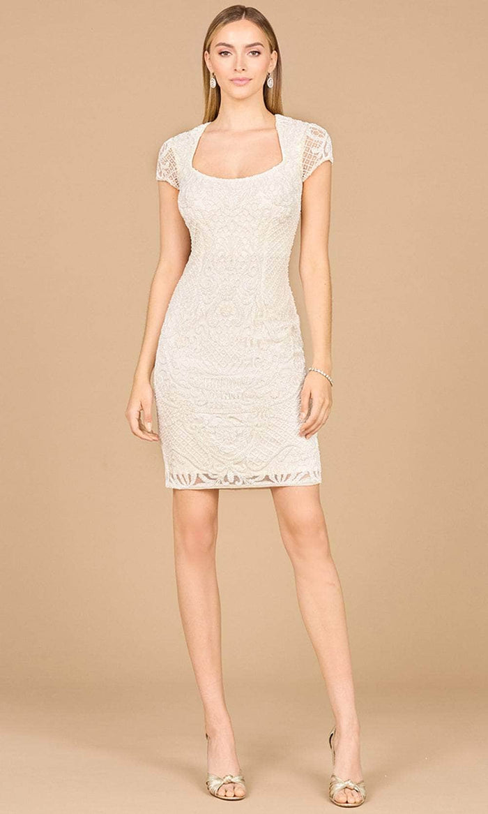 Lara Dresses 51175 - Beaded Cap Sleeve Cocktail Dress Cocktail Dresses 0 / Ivory