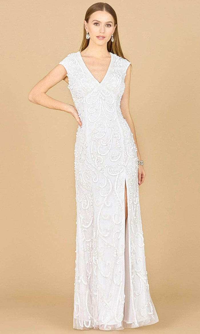 Lara Dresses 51184 - Swirl Beaded Sheath Wedding Dress Wedding Dresses 2 / Ivory