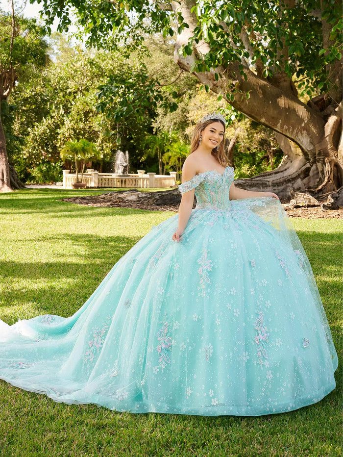 Lizluo Fiesta 56515 - Off-Shoulder Applique Embellished Ballgown Special Occasion Dress