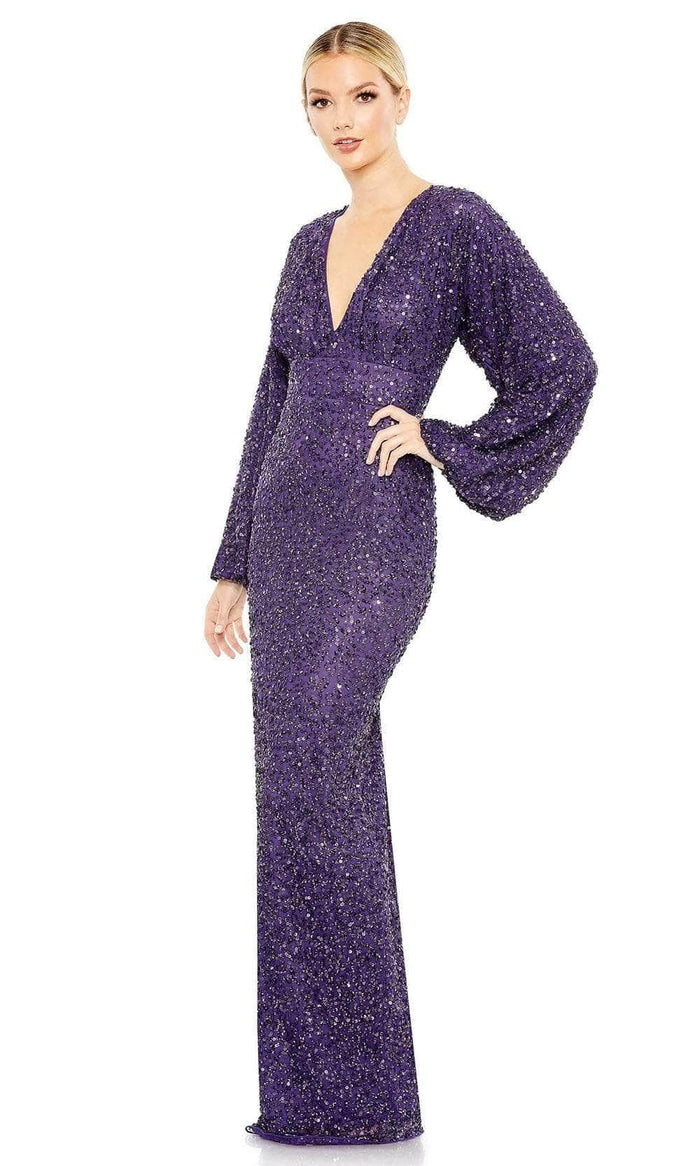 Mac Duggal 10791 - Sequined V-Neck Formal Gown Mother of the Bride Dresses 12 / Amethyst