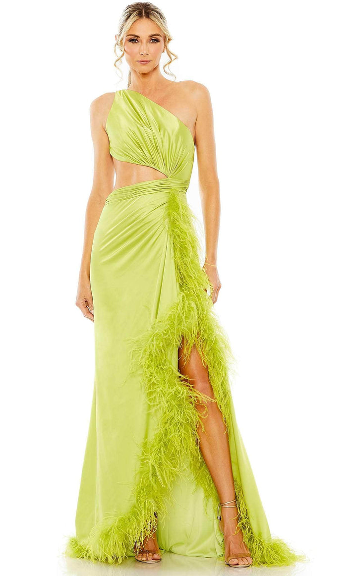 Mac Duggal 11689 - Feather Detailed Prom Dress Prom Dresses 0 / Lime