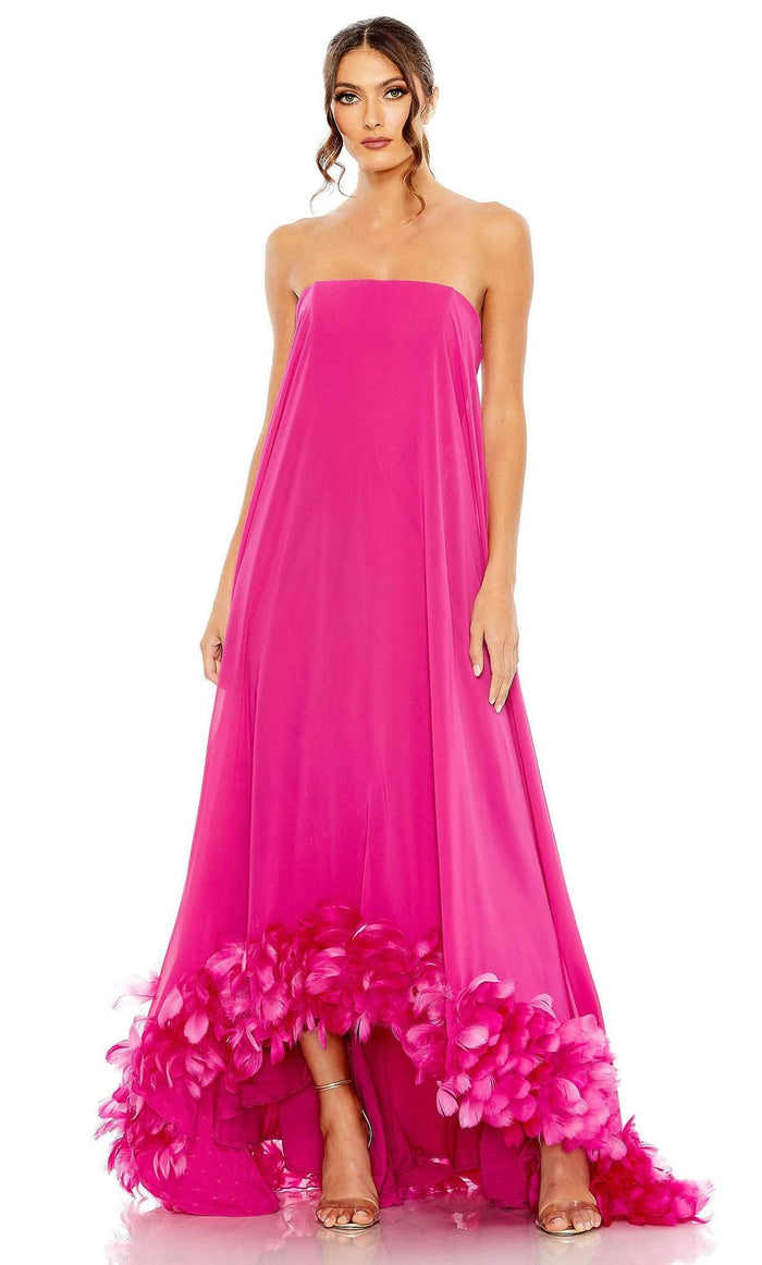 Mac Duggal 13001 - Strapless Feathered Dress Prom Dresses 0 / Fuchsia