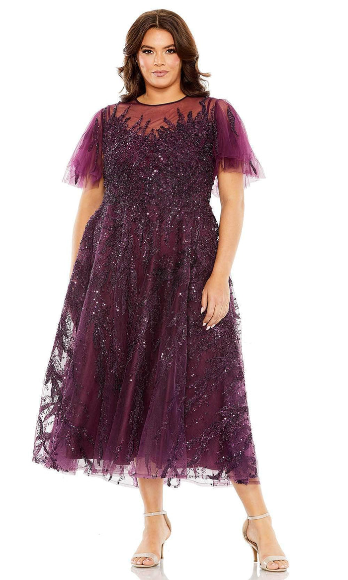 Mac Duggal 20477 - Illusion Embellished Formal Dress Cocktail Dresses 14 / Plum