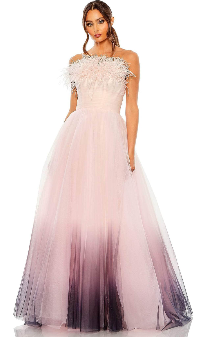 Mac Duggal 20557 - Feathered Strapless Ballgown Ball Gowns 0 / Pink Ombre