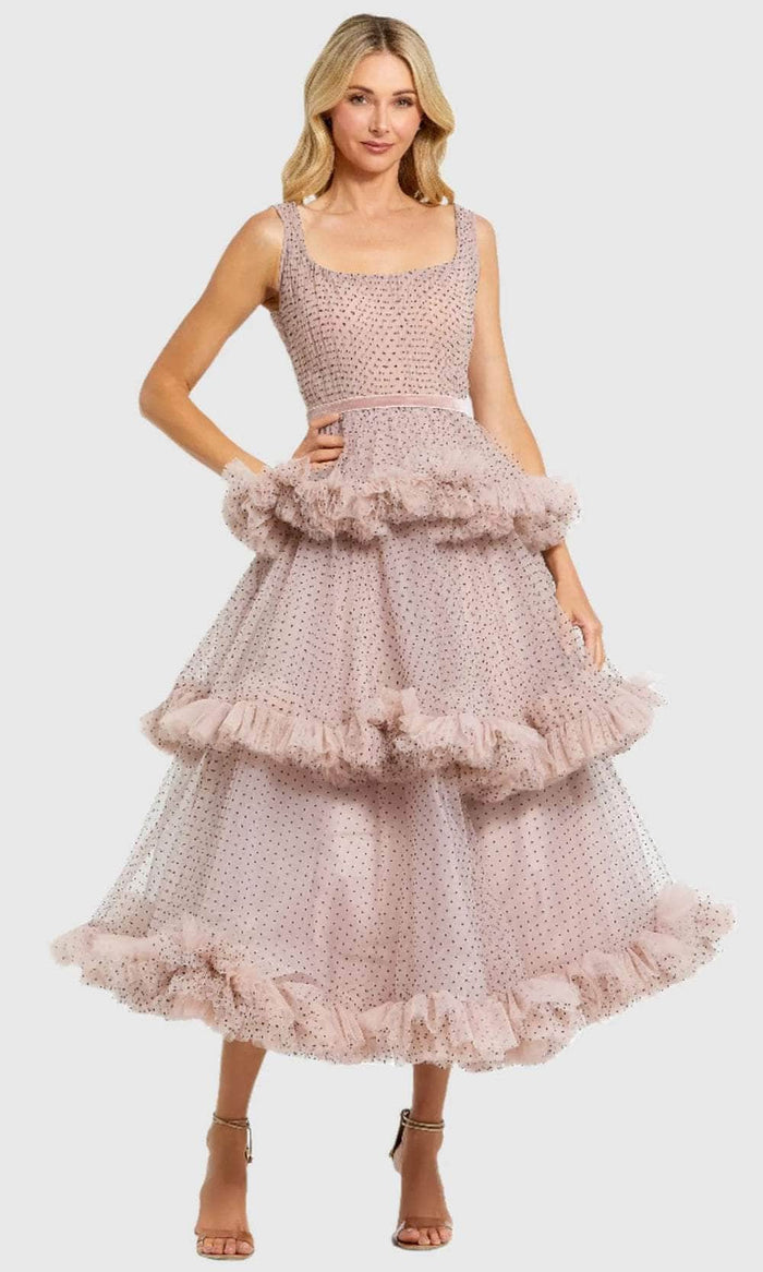 Mac Duggal 20776 - Dot Net Ruffle Dress Homecoming Dresses 2 / Blush