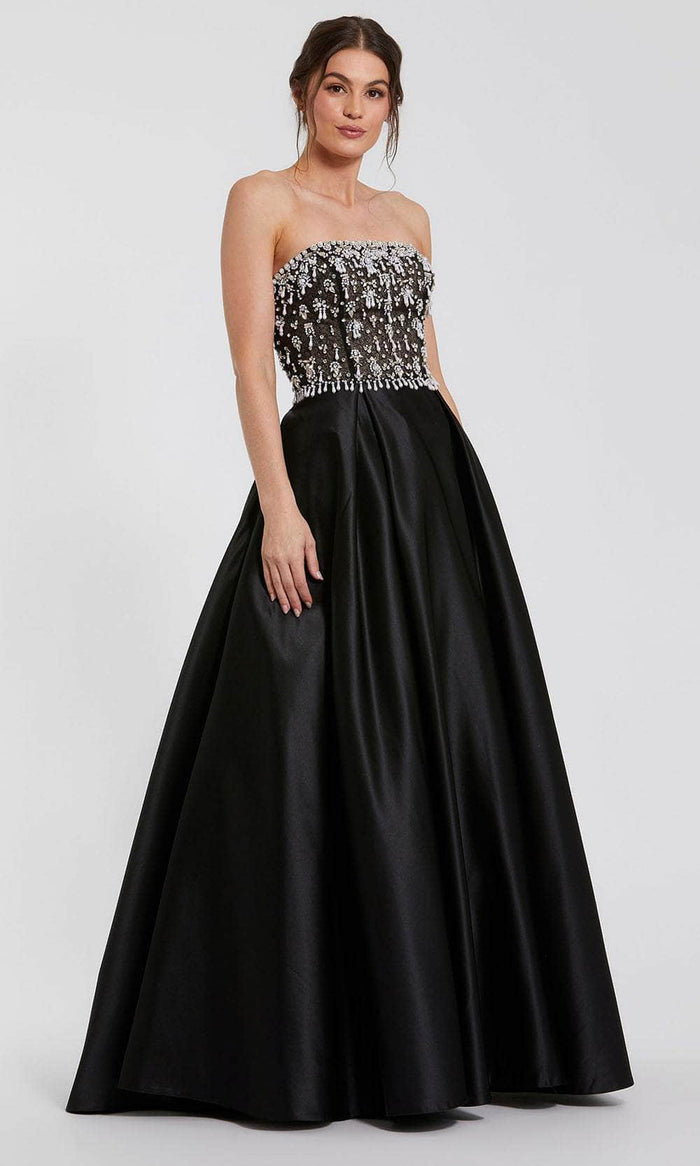 Mac Duggal 2225 - Strapless Embellished Ballgown Prom Dresses 2 / Black Ivory