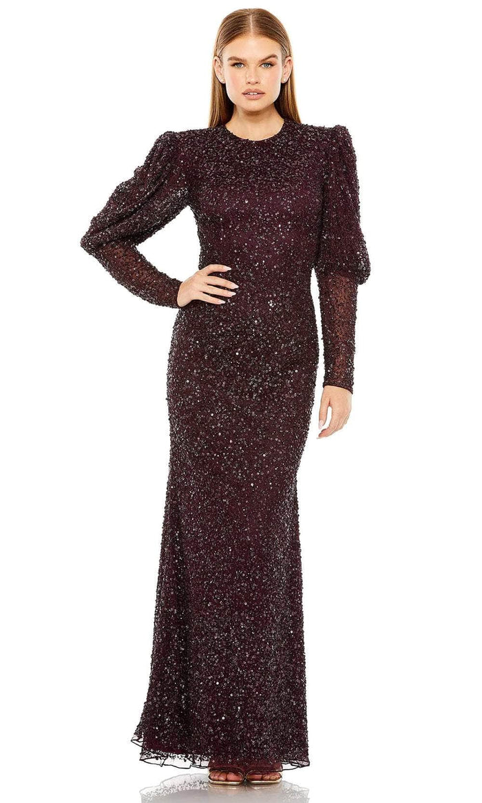 Mac Duggal 24000 - Long Sleeve Sequin Evening Dress Evening Dresses 2 / Blackberry