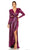 Mac Duggal 27060 - Metallic Cutout V-neck Evening Gown Winter Formals and Balls 0 / Fuchsia