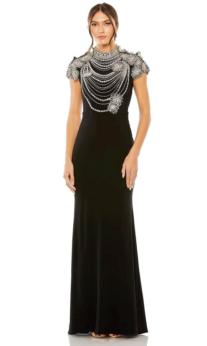 Mac Duggal 42055 - Crystal Beaded Sheath Evening Dress Evening Dresses 2 / Black