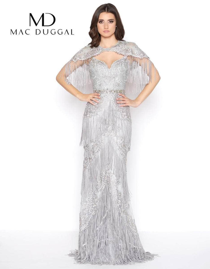 Mac Duggal 50500 - Cape Sheath Evening Dress Special Occasion Dress 4 / Platinum