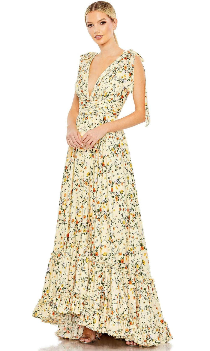 Mac Duggal 50657 - Sleeveless A-Line Dress Evening Dresses 0 / Yellow/Multi