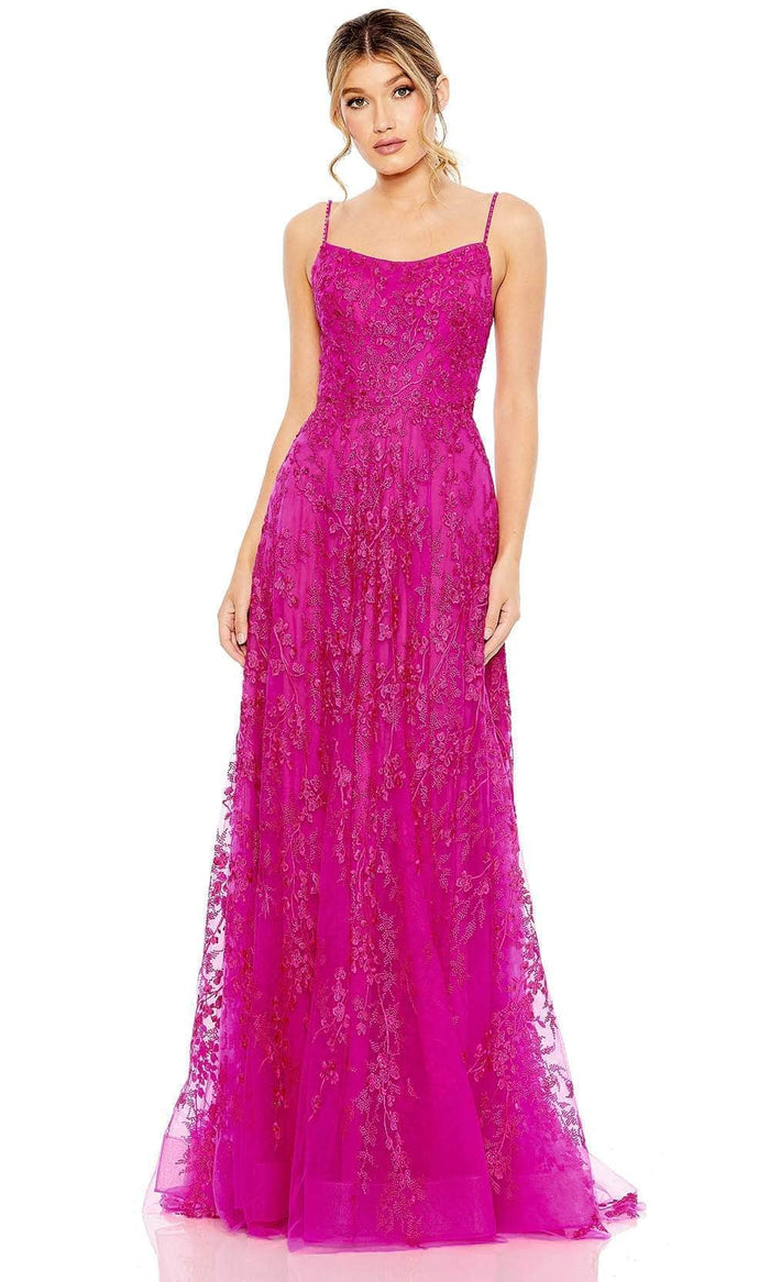 Mac Duggal 50683 - Embroidered Dress Prom Dresses 0 / Fuchsia