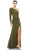 Mac Duggal 55696 - Knotted Waist Asymmetric Evening Gown Evening Dresses 12 / Olive