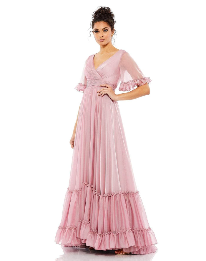 Mac Duggal 67935 - Flutter Sleeve A-Line Long Dress Special Occasion Dress 16 / Rose