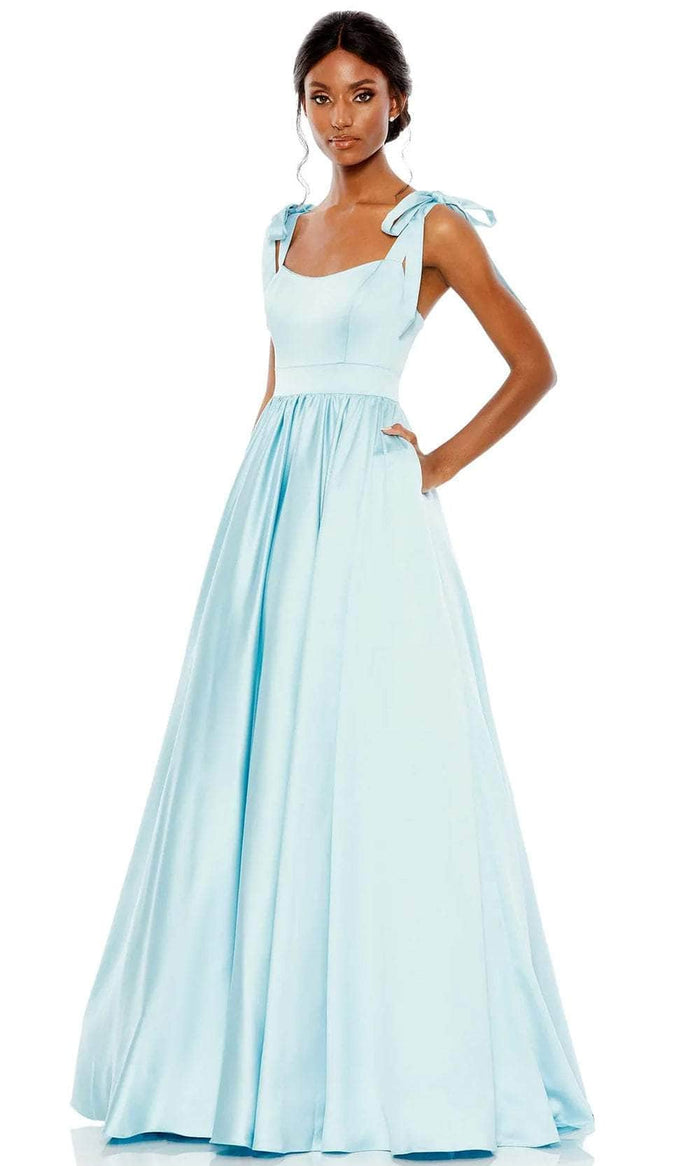 Mac Duggal 67981 - Tie Straps Long Gown Evening Dresses 0 / Powder Blue