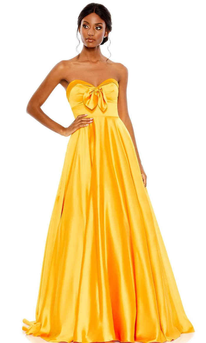 Mac Duggal 67995 - Strapless Bow Accent Prom Gown Prom Dresses 8 / Marigold