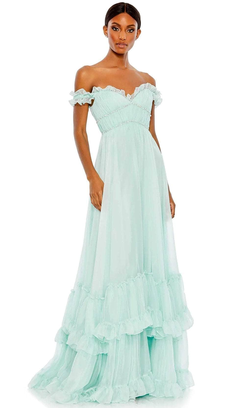 Off shoulder a line clearance prom dress