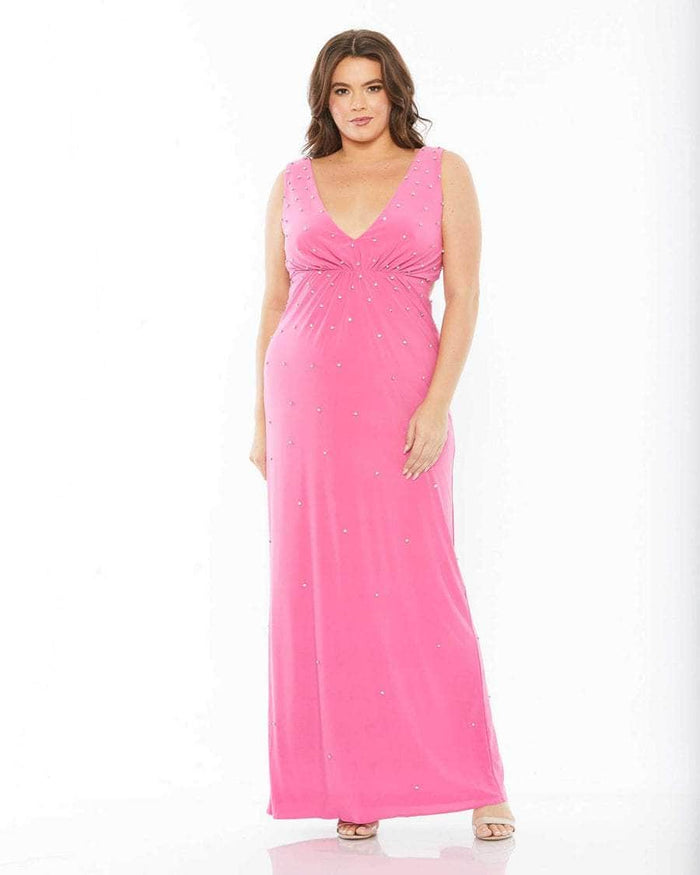 Mac Duggal 68353 - Stone-Beaded Evening Gown Evening Dresses 14W / Hot Pink