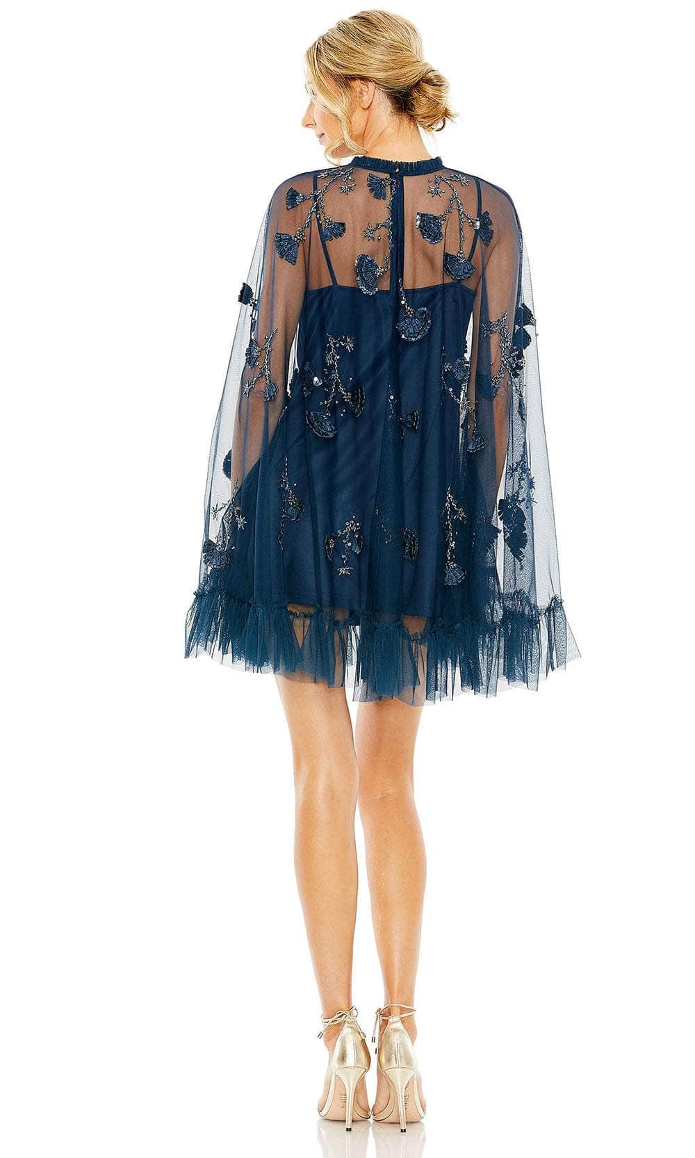 Navy Blue Elegant Trapeze Midi Dress | SilkFred US