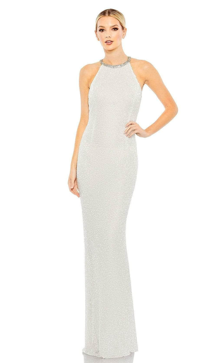 Mac Duggal 93742 - Beaded Halter Gown Evening Dresses 0 / White