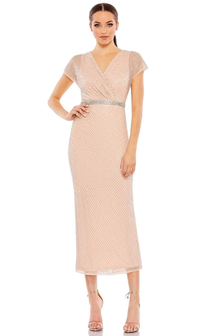 Mac Duggal 93787 - V-Neck Formal Dress Cocktail Dresses 2 / Rose