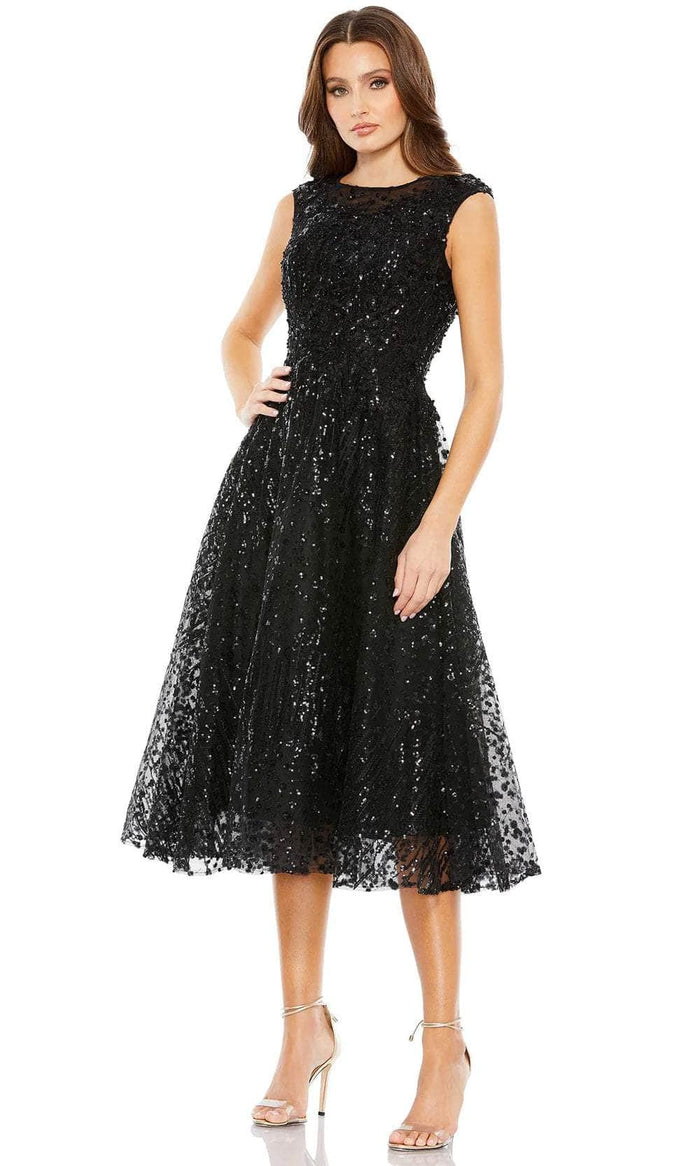 Mac Duggal A20398 - Cap Sleeve Beaded Cocktail Dress Cocktail Dresses 0 / Black